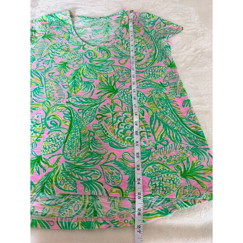 Lilly Pulitzer Pink Green Pineapple Paisley  Over-sized Fits M/L- Size S - Picture 3 of 6